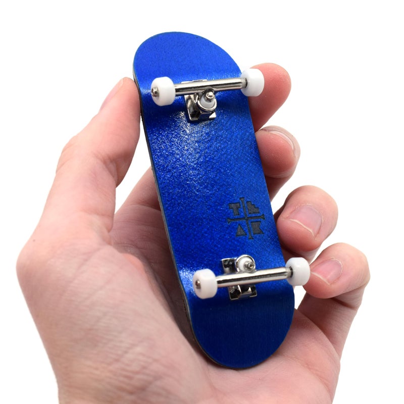 Teak Tuning 32mm Pro Fingerboard Complete - Fully Assembled with Pro Level Components - Pro Shaped Wooden Deck (32x97mm), UltraSpin Bearing Wheels, Prodigy Gen2 Trucks - Blue Blizzard - Image 1